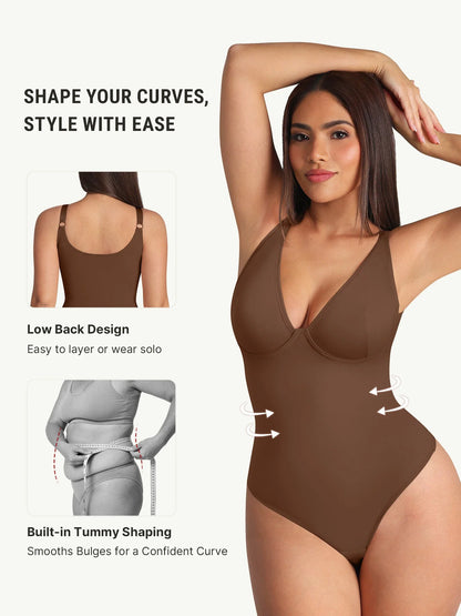 V-Neck Tummy Control Sculpt Bodysuit
