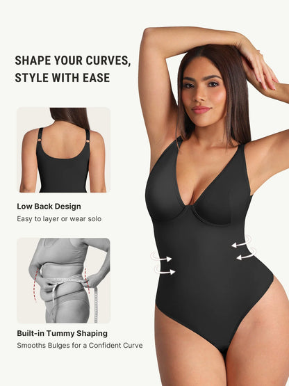 V-Neck Tummy Control Sculpt Bodysuit