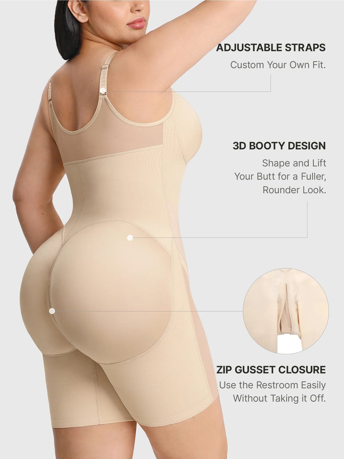 Feelingirl Full-Coverage Chest Faja Tummy Control Butt Lift Bodysuit