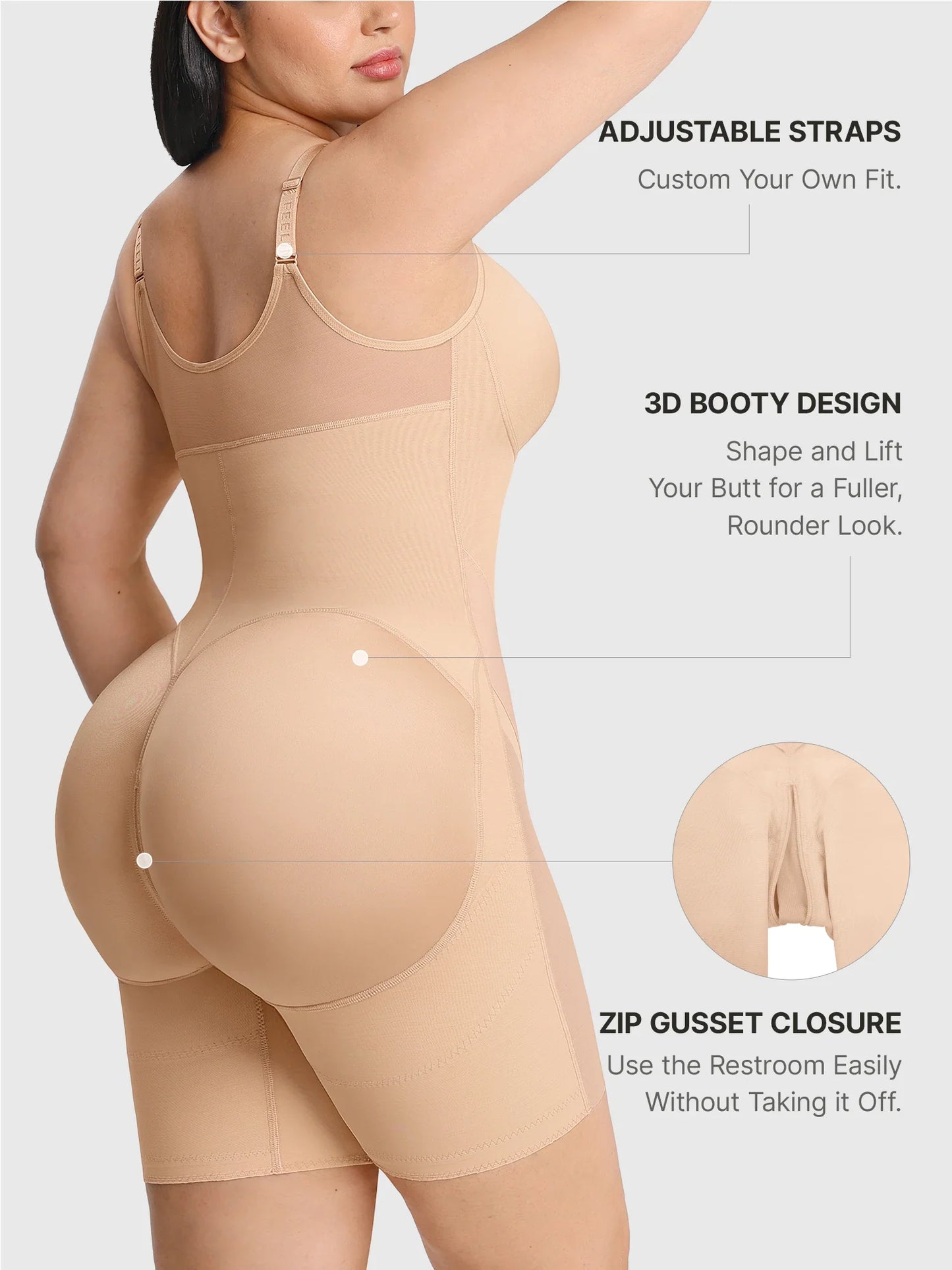 Feelingirl Full-Coverage Chest Faja Tummy Control Butt Lift Bodysuit