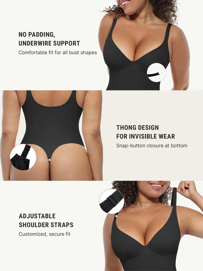 V-Neck Tummy Control Sculpt Bodysuit