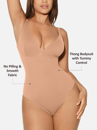 V-Neck Tummy Control Sculpt Bodysuit