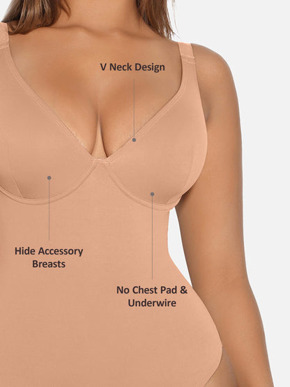 V-Neck Tummy Control Sculpt Bodysuit