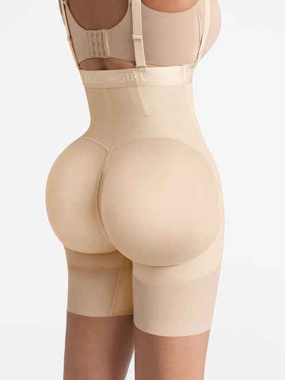 Feelingirl Wide V-neck Belt High-Waist Shaping Shorts