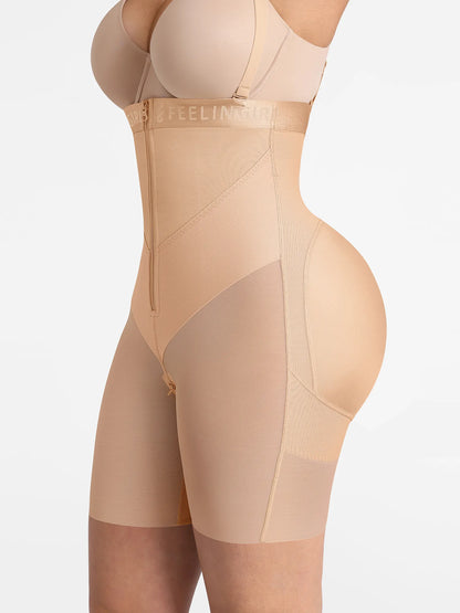 Feelingirl Wide V-neck Belt High-Waist Shaping Shorts