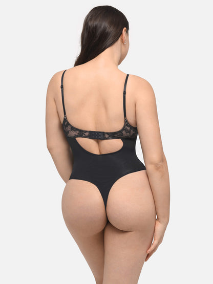 Lace Plunge Sculpt Thong Bodysuit