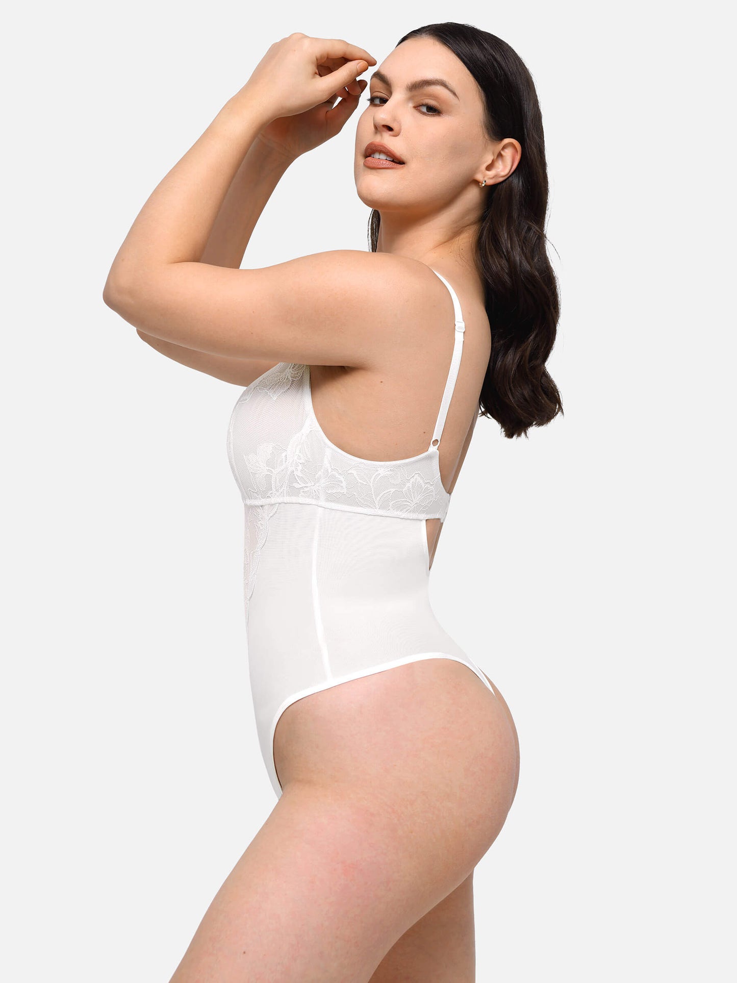Lace Plunge Sculpt Thong Bodysuit