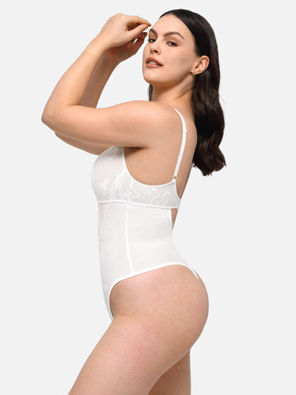 Lace Plunge Sculpt Thong Bodysuit
