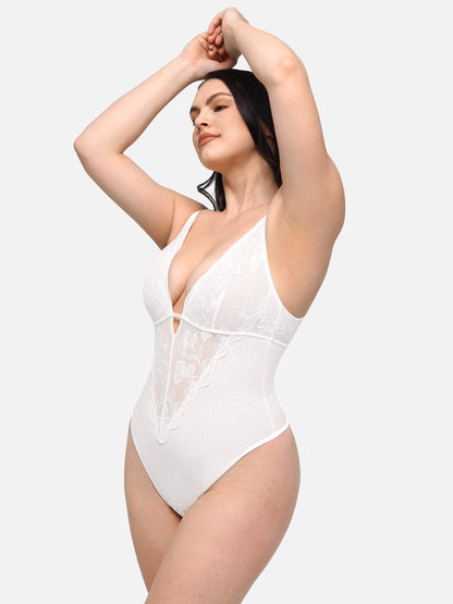 Lace Plunge Sculpt Thong Bodysuit