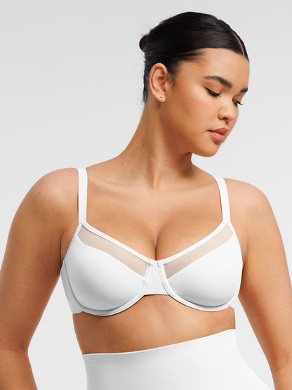 Feelingirl Sheer Mesh Full Coverage Unpadded Underwire Bra