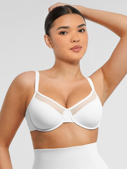 Feelingirl Sheer Mesh Full Coverage Unpadded Underwire Bra