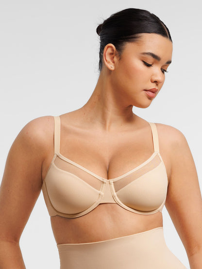 Feelingirl Sheer Mesh Full Coverage Unpadded Underwire Bra