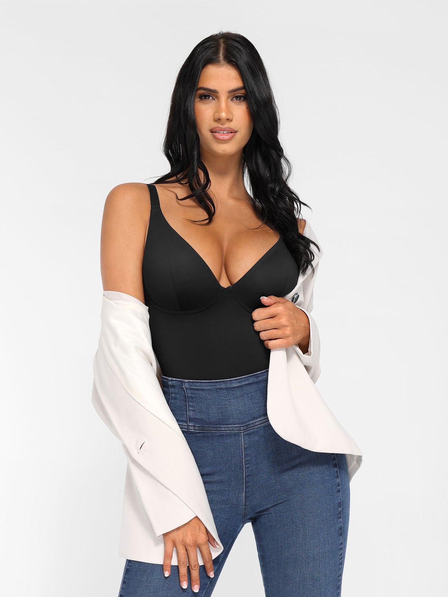 V-Neck Tummy Control Sculpt Bodysuit