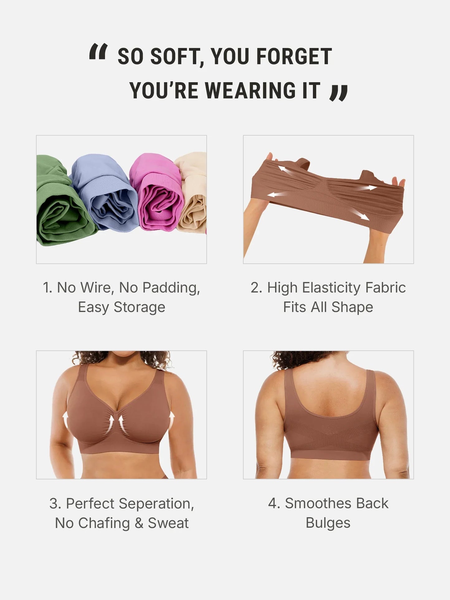 Feelingirl Seamless No Underwire Full Coverage Bra