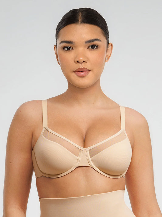 Feelingirl Sheer Mesh Full Coverage Unpadded Underwire Bra