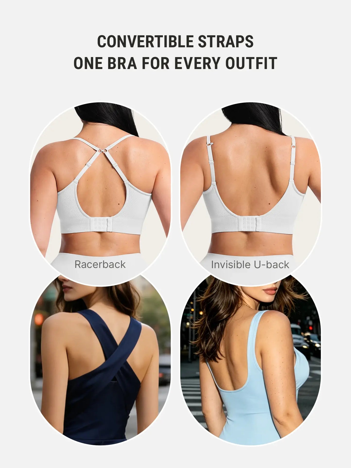 Lift Adjustable Seamless Wireless Ribbed Bra