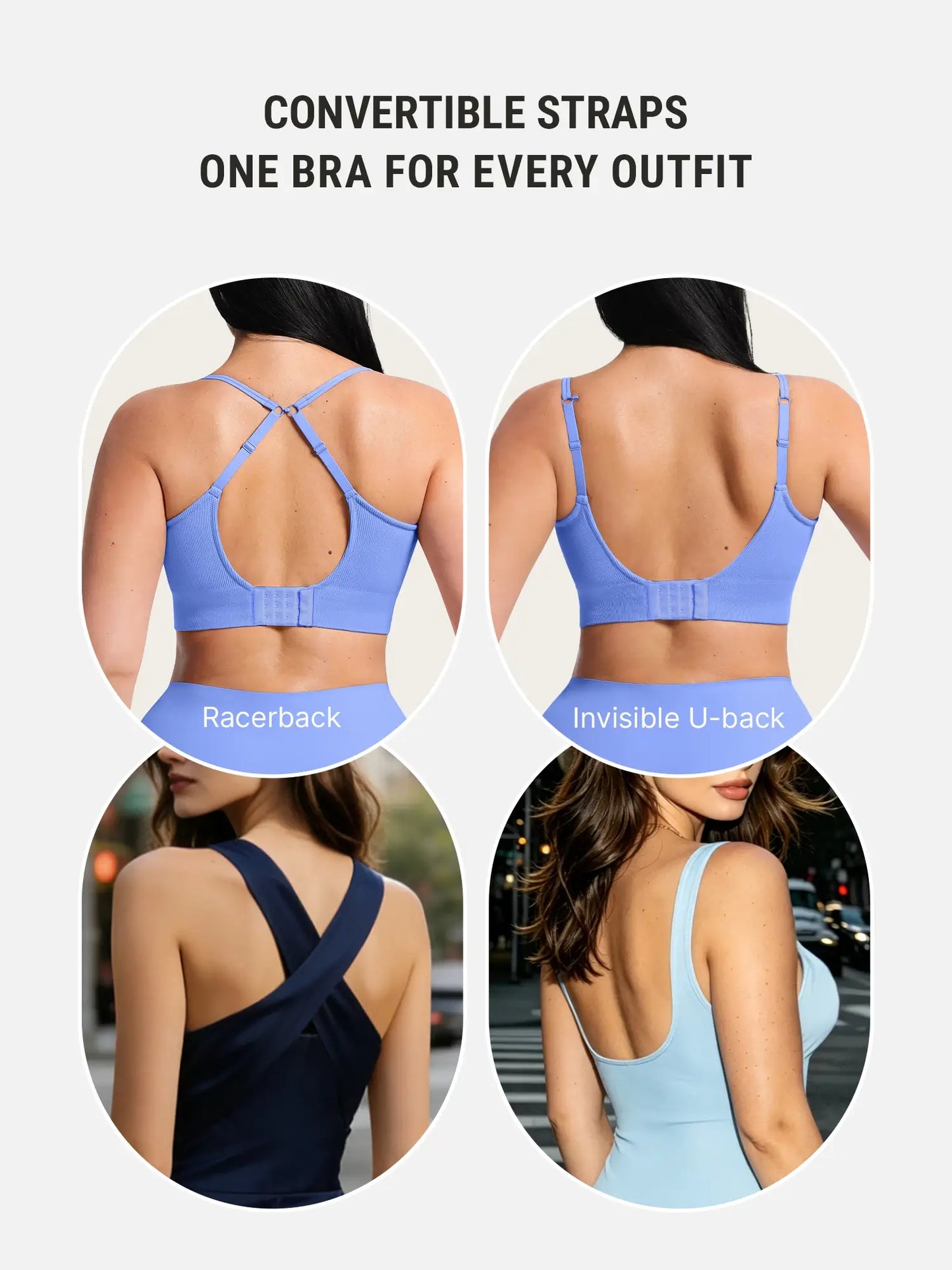 Lift Adjustable Seamless Wireless Ribbed Bra